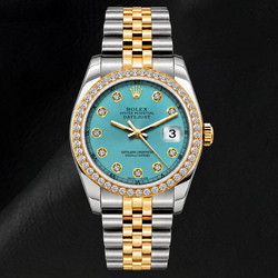 Orologio Rolex Datejust 16233 36 mm Quadrante Blu con Diamanti Bicolore Bracciale Jubilee