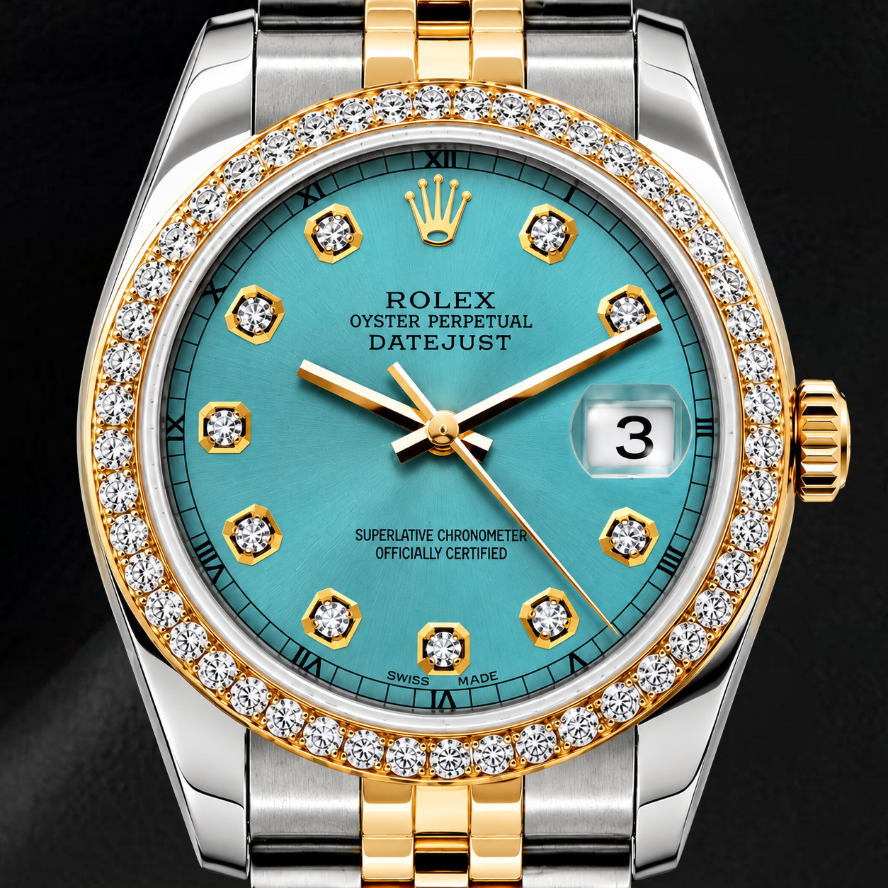 Orologio Rolex Datejust 16233 36 mm Quadrante Blu con Diamanti Bicolore Bracciale Jubilee