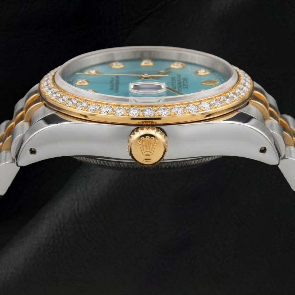 Orologio Rolex Datejust 16233 36 mm Quadrante Blu con Diamanti Bicolore Bracciale Jubilee