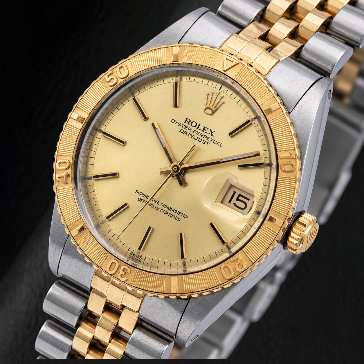 Rolex Datejust 16233 36mm Orologio Bicolore Quadrante Champagne con Indici a Bastone
