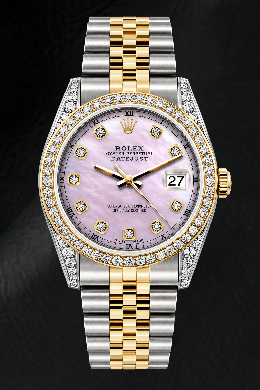 Rolex Datejust 16233 36 mm Orologio Bicolore Quadrante con Diamanti in Madreperla Rosa