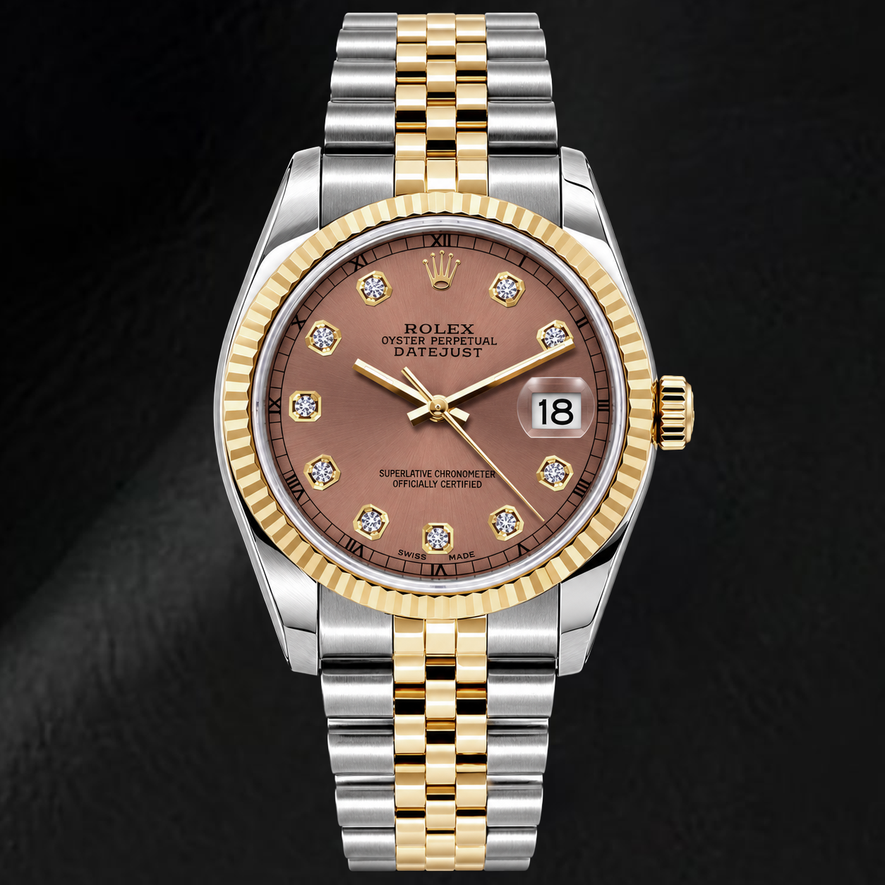 Rolex Datejust 16233 36 mm Orologio Bicolore Quadrante Salmone con Diamanti