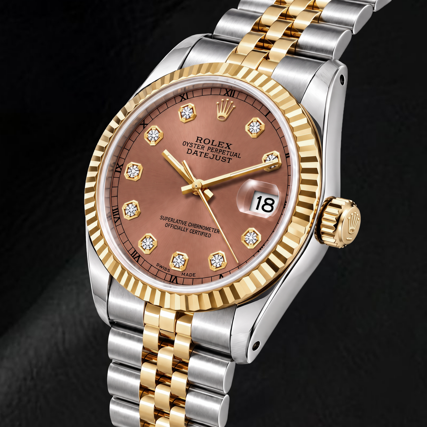 Rolex Datejust 16233 36 mm Orologio Bicolore Quadrante Salmone con Diamanti