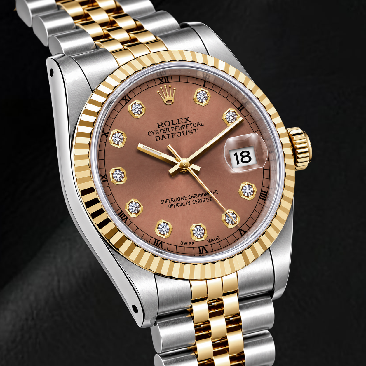 Rolex Datejust 16233 36 mm Orologio Bicolore Quadrante Salmone con Diamanti