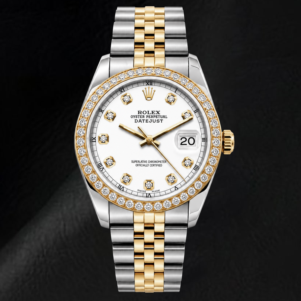 Rolex Datejust 16233 36 mm Orologio Bicolore Quadrante Bianco con Diamanti