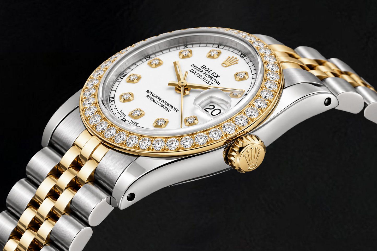 Rolex Datejust 16233 36 mm Orologio Bicolore Quadrante Bianco con Diamanti