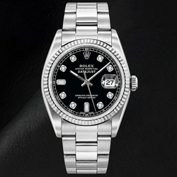 Orologio Rolex Datejust 16234 36 mm in Acciaio Inossidabile con Quadrante Nero con Diamanti