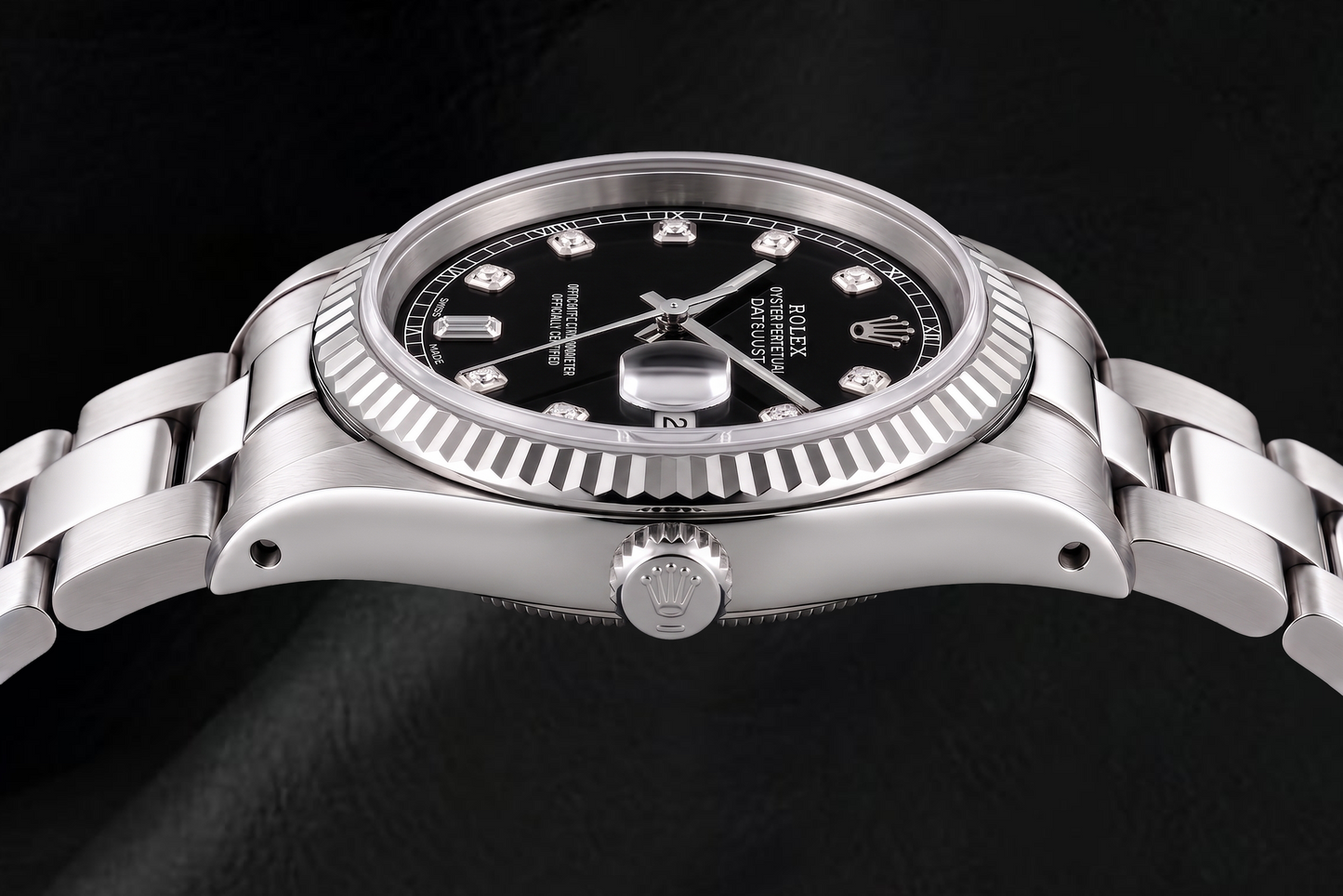 Orologio Rolex Datejust 16234 36 mm in Acciaio Inossidabile con Quadrante Nero con Diamanti