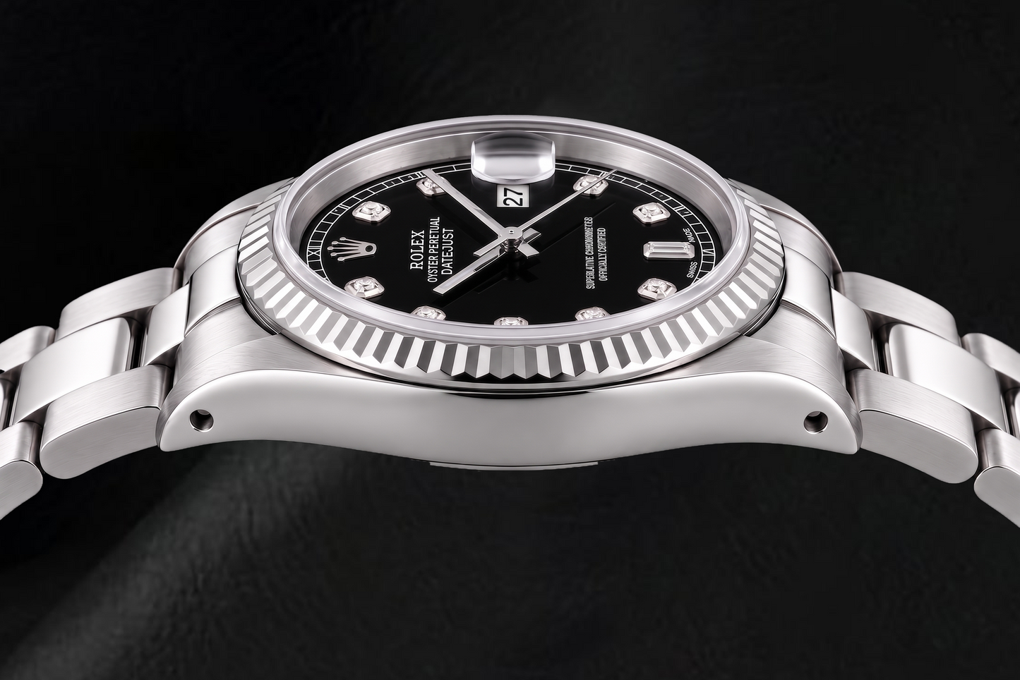 Orologio Rolex Datejust 16234 36 mm in Acciaio Inossidabile con Quadrante Nero con Diamanti