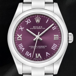 Rolex Datejust 177200 Orologio 31 mm in Acciaio Inossidabile con Quadrante Viola e Numeri Romani