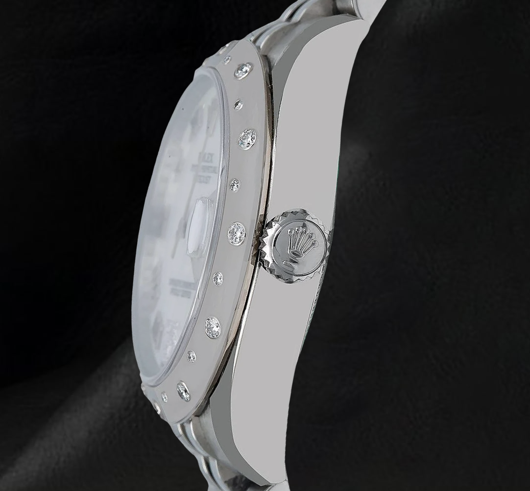 Orologio Rolex Datejust 178344 31 mm Quadrante Romano in Madreperla Bianca Bracciale Jubilee in Acciaio Inossidabile