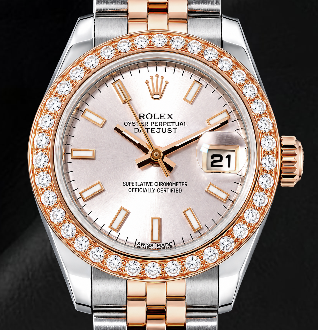 Rolex Datejust 179171 26 mm Orologio Bicolore Quadrante Sundust con Indici a Bastone