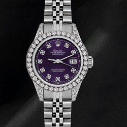 Rolex Datejust 26mm 6916 Quadrante Viola con Diamanti Bracciale Jubilee Orologio in Acciaio Inossidabile