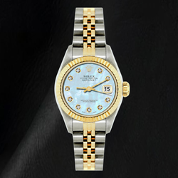 Rolex Datejust 26mm 69173 Orologio Bicolore Quadrante con Diamanti in Madreperla Blu