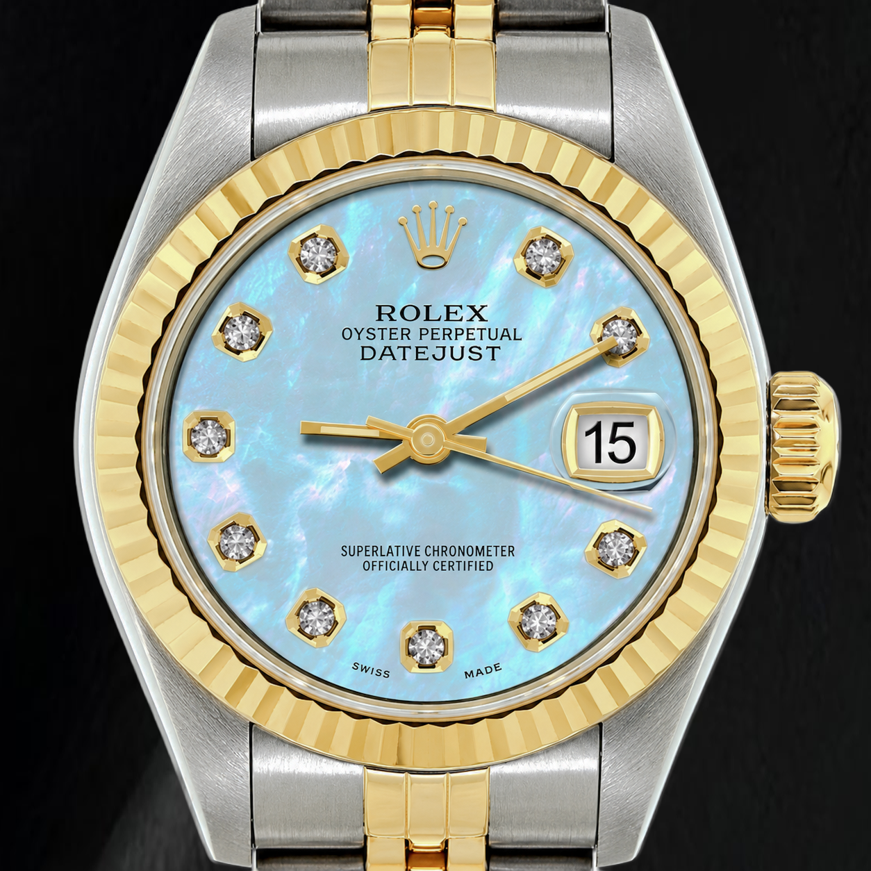Rolex Datejust 26mm 69173 Orologio Bicolore Quadrante con Diamanti in Madreperla Blu
