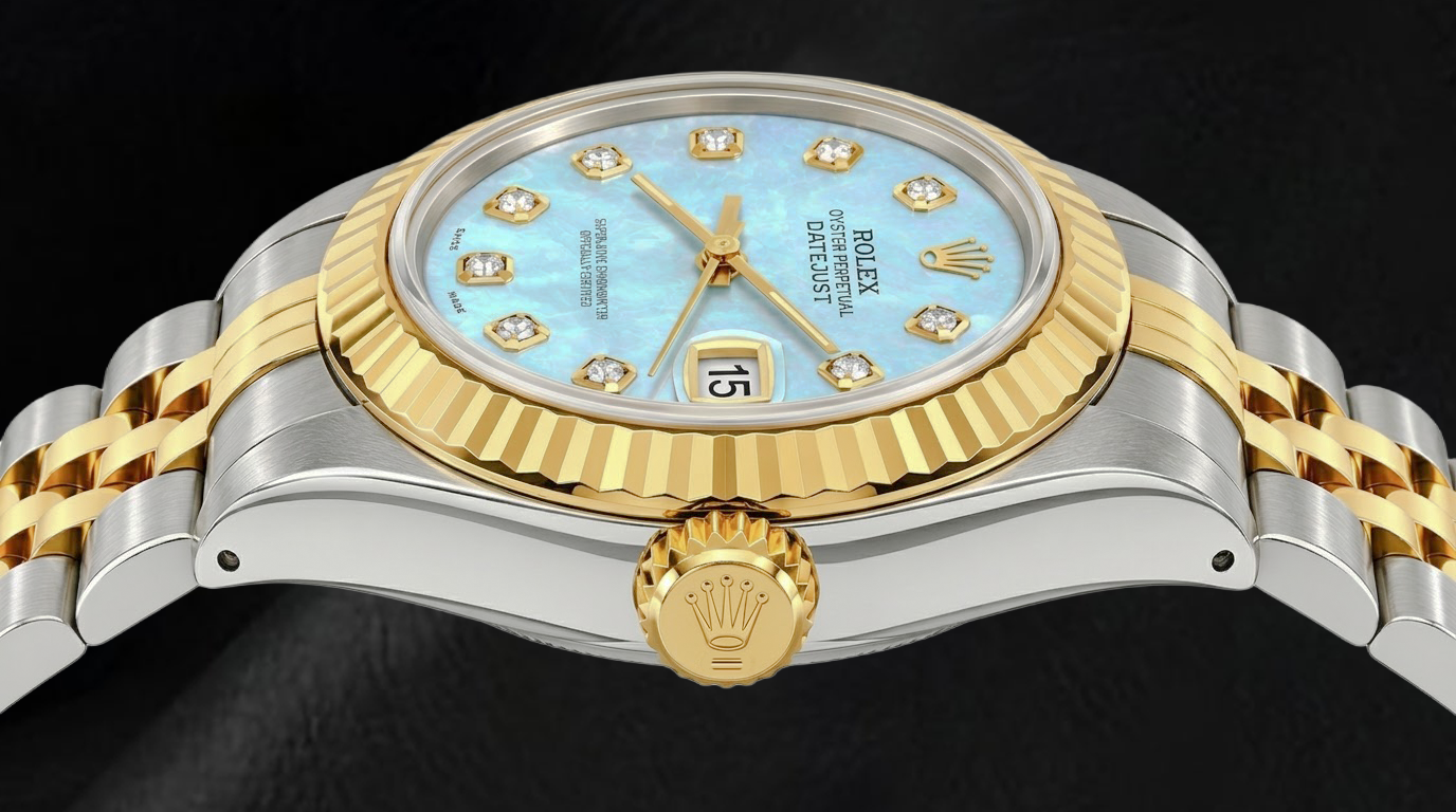 Rolex Datejust 26mm 69173 Orologio Bicolore Quadrante con Diamanti in Madreperla Blu