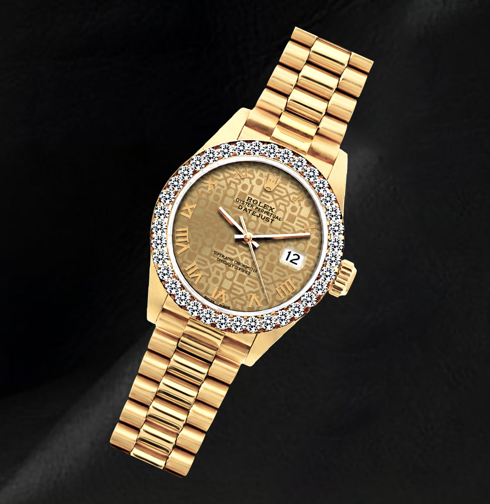 Rolex Datejust 26 mm 69178 Orologio in Oro Giallo 18 carati con Quadrante Jubilee Champagne e Numeri Romani