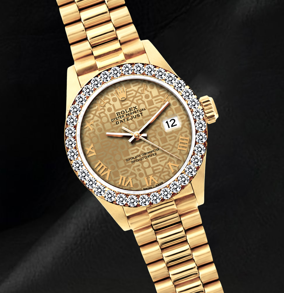Rolex Datejust 26 mm 69178 Orologio in Oro Giallo 18 carati con Quadrante Jubilee Champagne e Numeri Romani