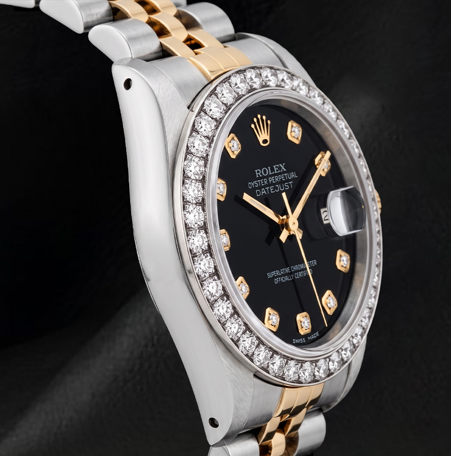 Rolex Datejust 26mm 6917 Orologio Bicolore Quadrante con Diamanti Nero