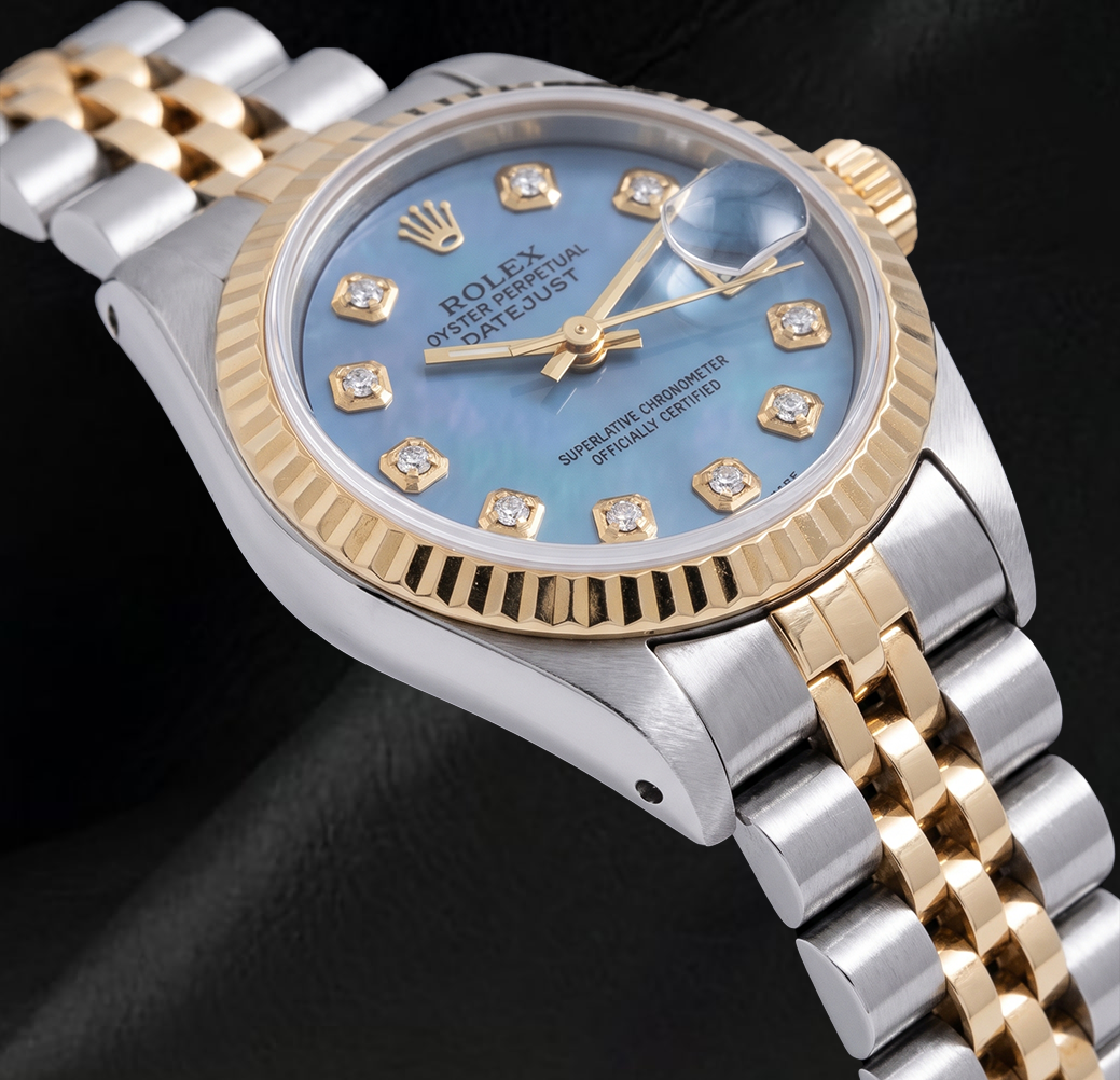 Orologio Rolex Datejust 26 mm 6917 Bicolore con Quadrante con Diamanti in Madreperla Blu