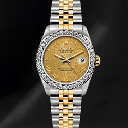 Rolex Datejust 26 mm 6917 Orologio Bicolore Quadrante Champagne con Numeri Romani Lunetta con Diamanti