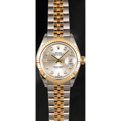 Rolex Datejust 279173 Quadrante con Diamanti Argento 28 mm Orologio Bicolore