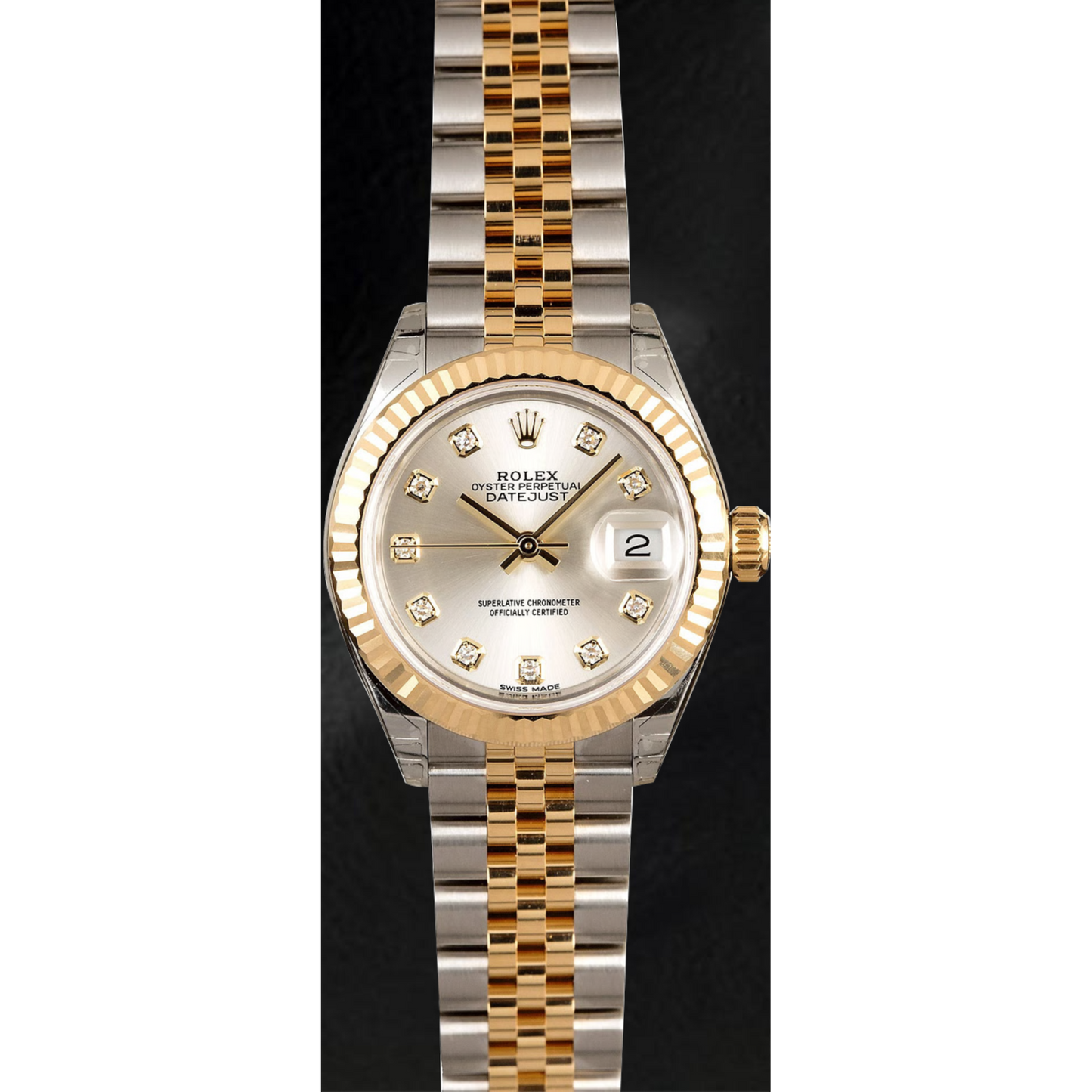 Rolex Datejust 279173 Quadrante con Diamanti Argento 28 mm Orologio Bicolore