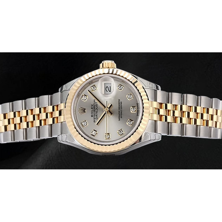 Rolex Datejust 279173 Quadrante con Diamanti Argento 28 mm Orologio Bicolore