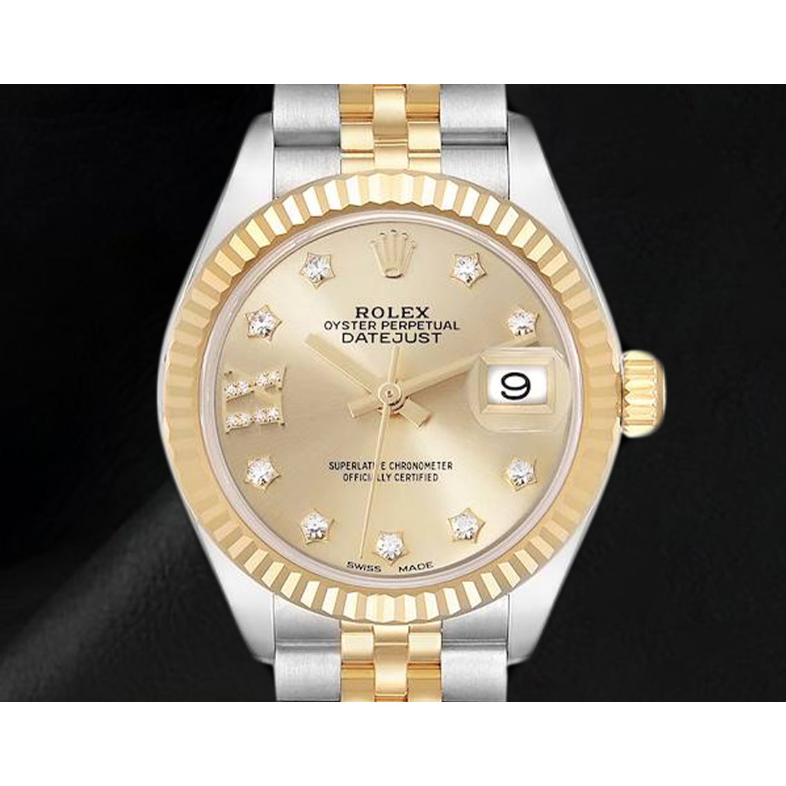 Rolex Datejust 28 mm Quadrante con Diamanti Champagne Orologio da Donna 279173