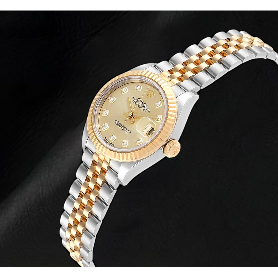 Orologio da Donna Rolex Datejust 28 mm Acciaio Inossidabile e Oro Giallo Diamanti 279173