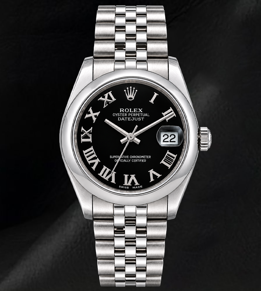 Rolex Datejust 31 mm 178240 Orologio in Acciaio Inossidabile con Quadrante Nero con Numeri Romani