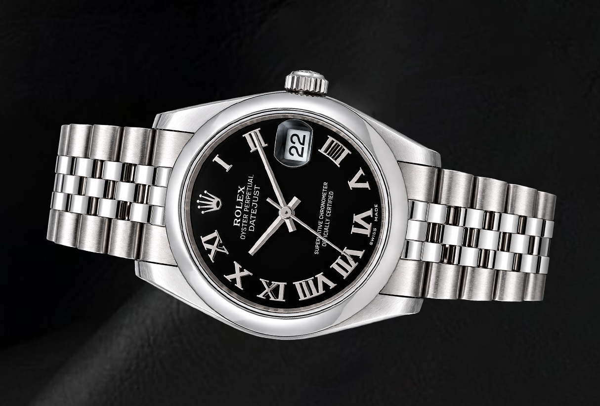 Rolex Datejust 31 mm 178240 Orologio in Acciaio Inossidabile con Quadrante Nero con Numeri Romani