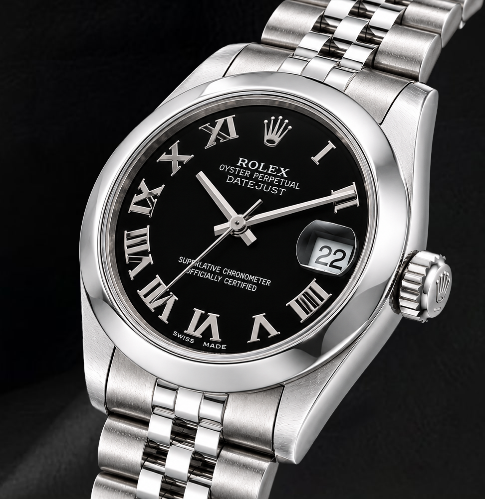 Rolex Datejust 31 mm 178240 Orologio in Acciaio Inossidabile con Quadrante Nero con Numeri Romani