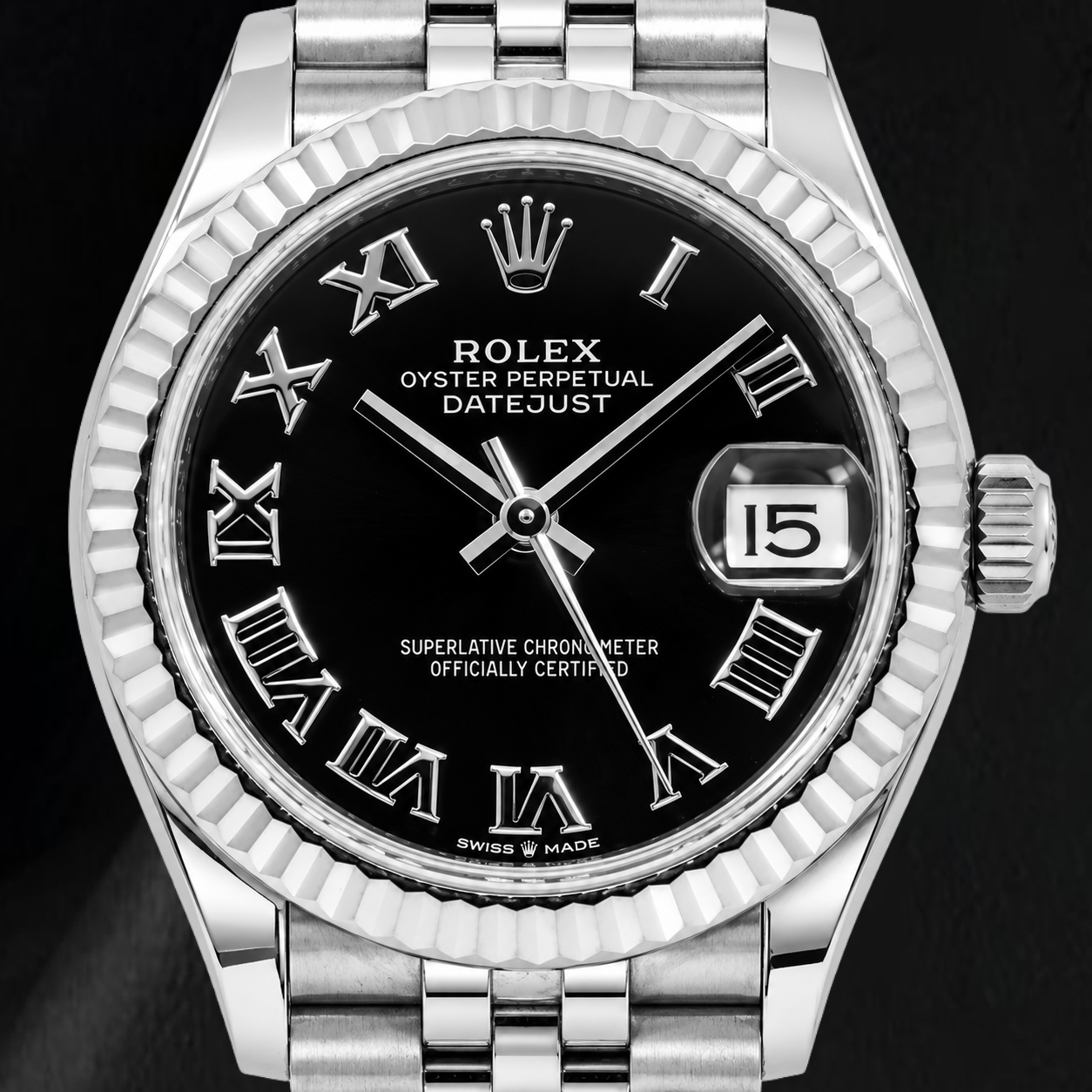 Rolex Datejust 31mm 278274 Orologio in Acciaio Inossidabile con Quadrante Nero con Numeri Romani