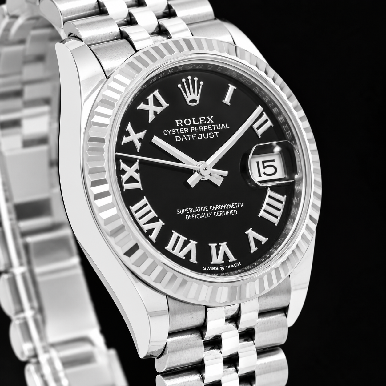 Rolex Datejust 31mm 278274 Orologio in Acciaio Inossidabile con Quadrante Nero con Numeri Romani