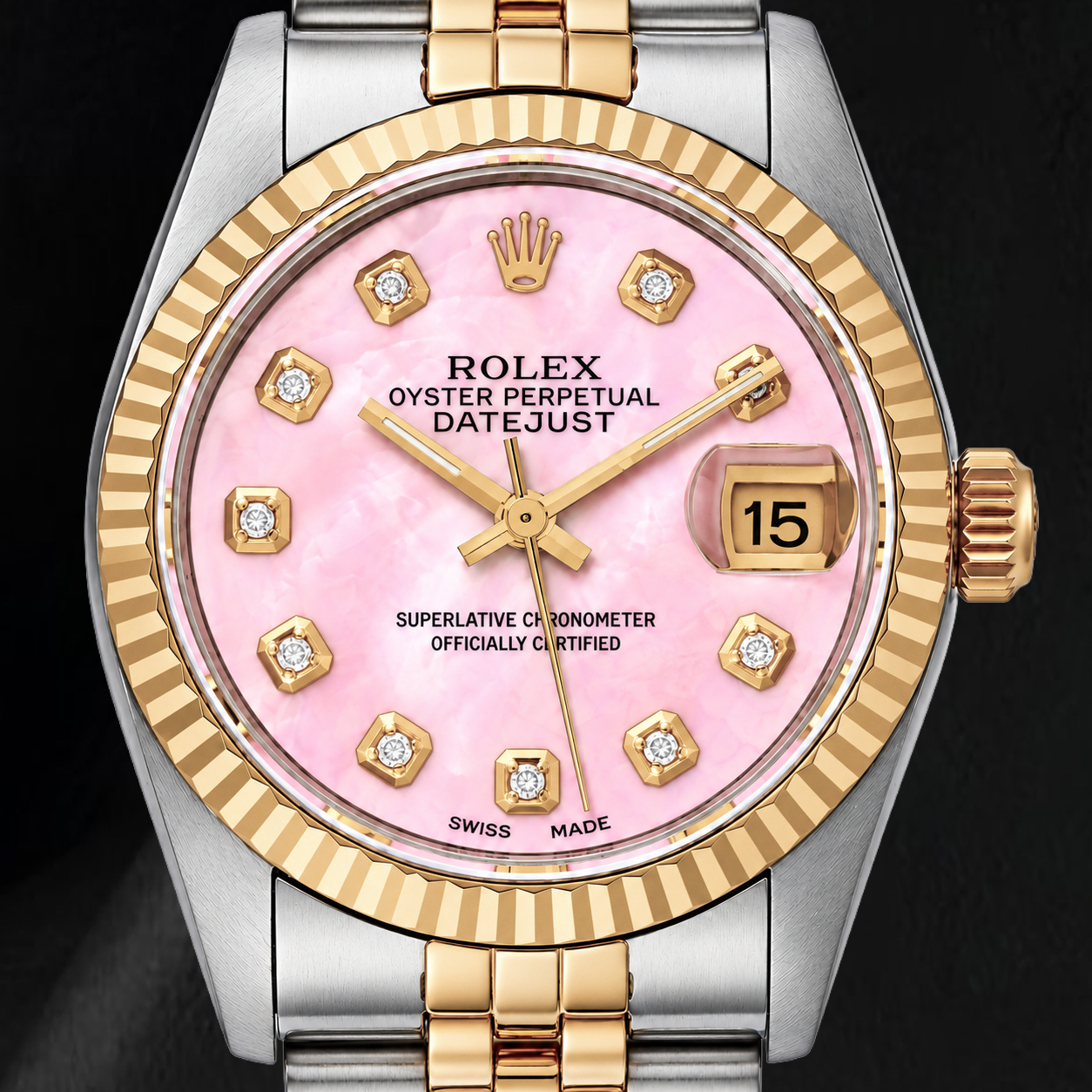 Orologio Rolex Datejust 31 mm Bicolore Quadrante in Madreperla Rosa con Diamanti
