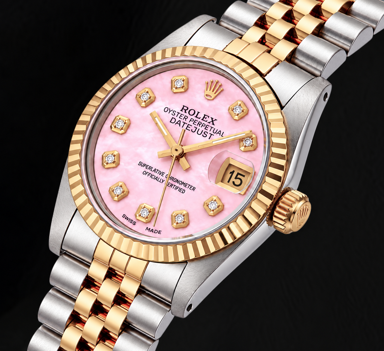 Orologio Rolex Datejust 31 mm Bicolore Quadrante in Madreperla Rosa con Diamanti