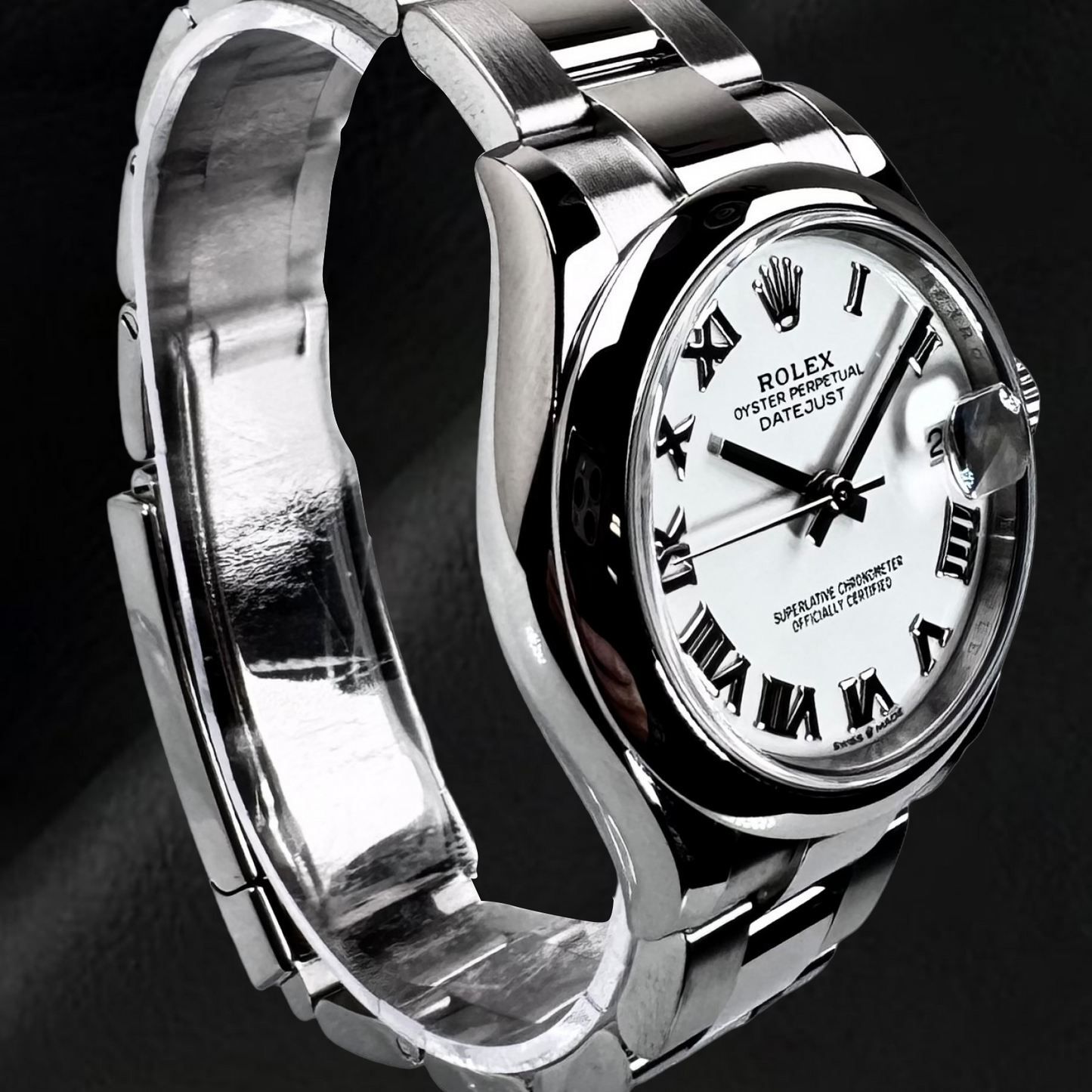 Rolex Datejust 31mm quadrante bianco con numeri romani orologio da donna in acciaio