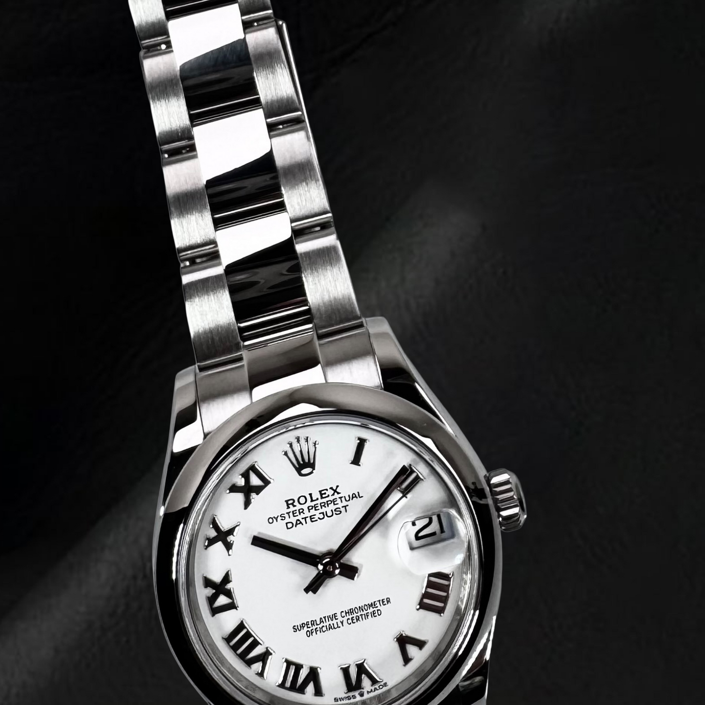 Rolex Datejust 31mm quadrante bianco con numeri romani orologio da donna in acciaio