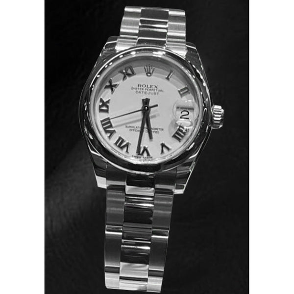 Rolex Datejust 31mm quadrante bianco con numeri romani orologio da donna in acciaio