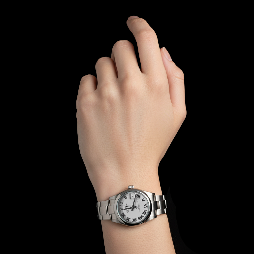 Rolex Datejust 31mm quadrante bianco con numeri romani orologio da donna in acciaio P3