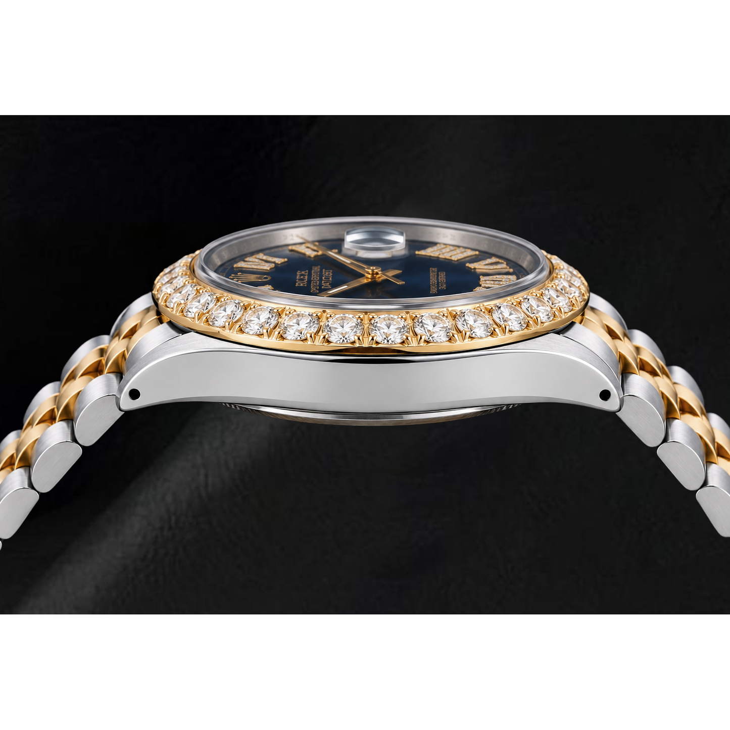 Rolex Datejust 36mm 1601 Quadrante con Diamanti Blu con Numeri Romani Bicolore Bracciale Jubilee
