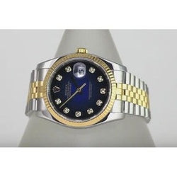 Rolex Datejust 36 mm orologio da uomo quadrante con diamanti lunetta scanalata IMPOSTAZIONE RAPIDA