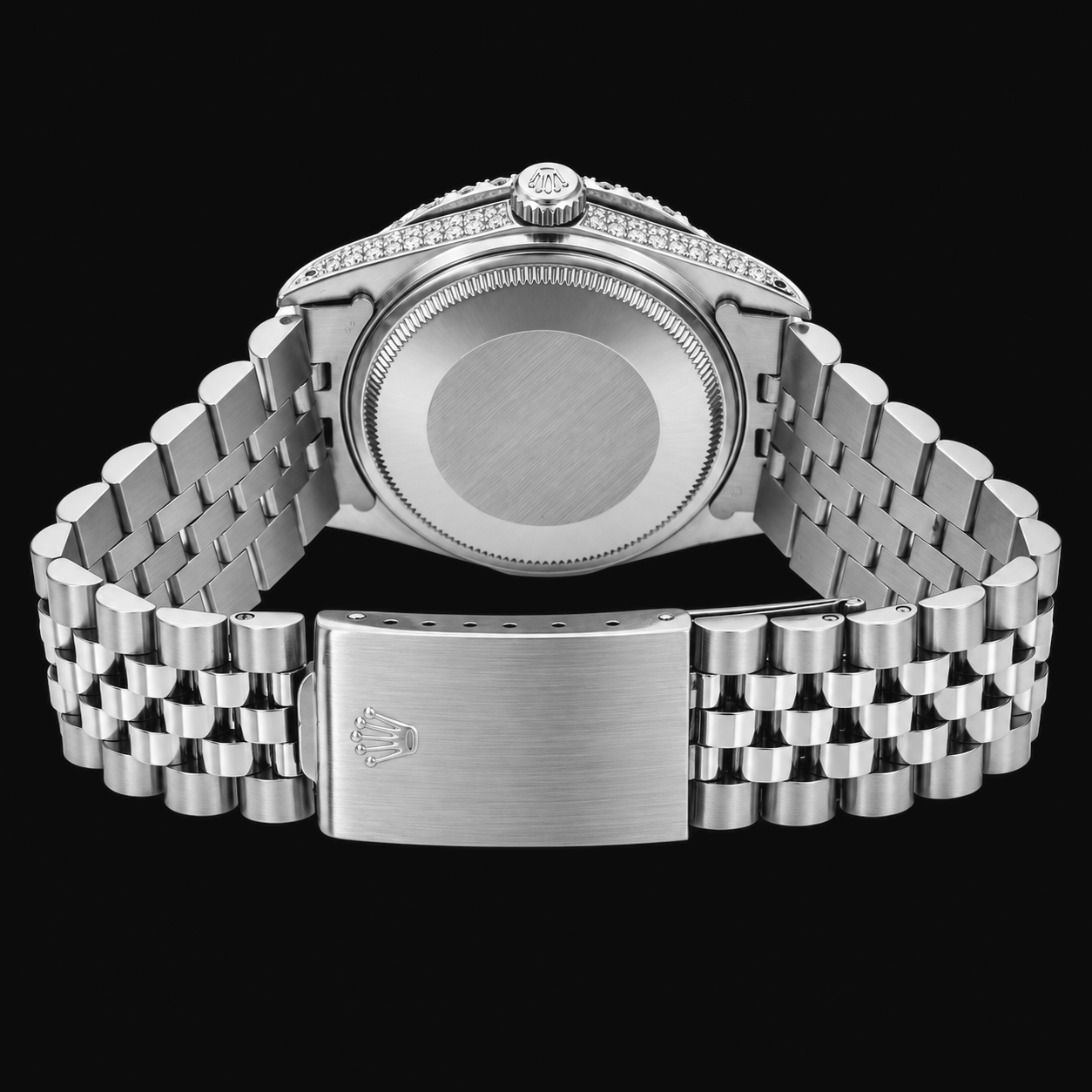 Orologio Rolex Datejust 16014 da 36 mm in acciaio inossidabile con quadrante grigio, indici a numeri romani e diamanti