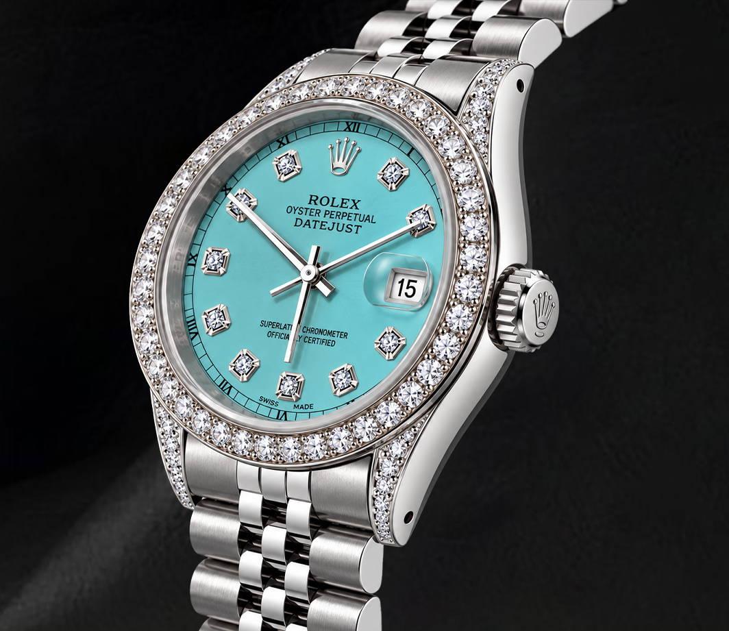Rolex Datejust 36 mm 16200 Orologio in Acciaio Inossidabile Quadrante con Diamanti Blu Ghiaccio