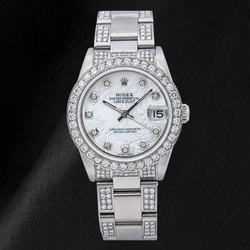 Rolex Datejust 68240 31 mm Orologio in Acciaio Inossidabile con Quadrante con Diamanti in Madreperla Bianca