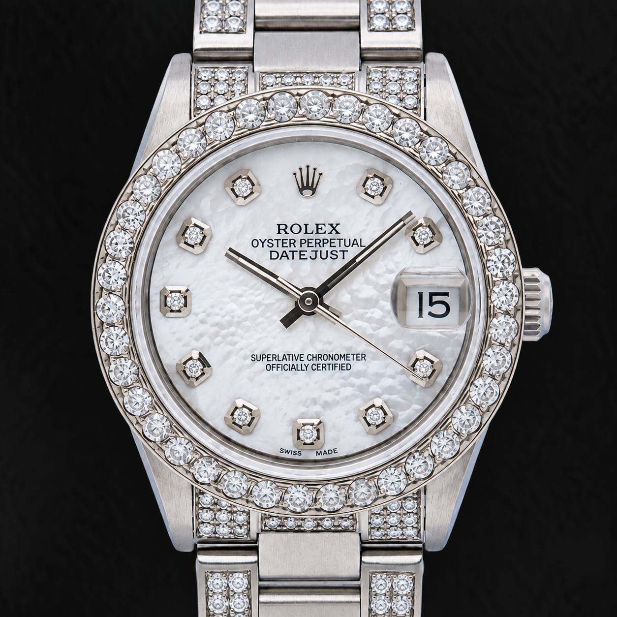 Rolex Datejust 68240 31 mm Orologio in Acciaio Inossidabile con Quadrante con Diamanti in Madreperla Bianca