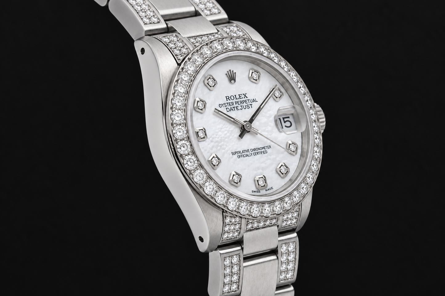 Rolex Datejust 68240 31 mm Orologio in Acciaio Inossidabile con Quadrante con Diamanti in Madreperla Bianca