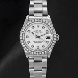 Rolex Datejust 68240 31 mm Orologio in Acciaio Inossidabile con Quadrante Bianco con Diamanti