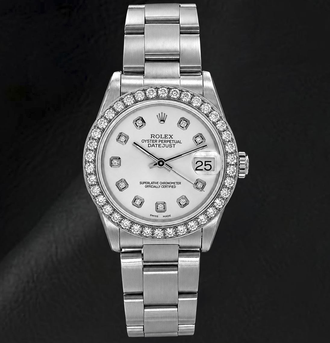 Rolex Datejust 68240 31 mm Orologio in Acciaio Inossidabile con Quadrante Bianco con Diamanti